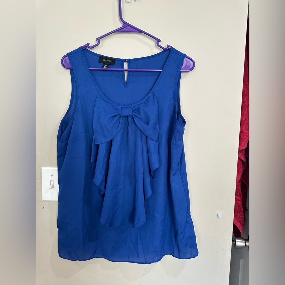 AB Studio Royal Blue Sleeveless Blouse with Bow